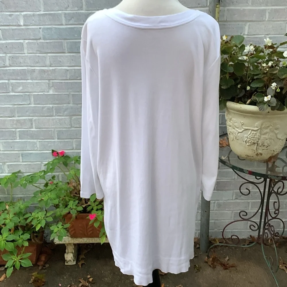 J. Jill Perfect Pima White 3/4 sleeve wrap v-neck Tunic Top Large - Picture 5 of 7